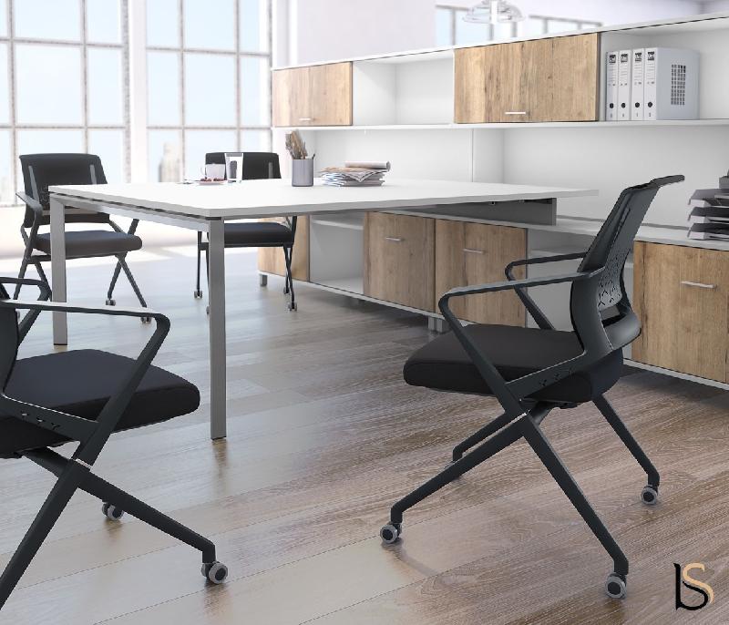 Chaise visiteurs avec assise pliante Plys - Mobel Linea - Noir, 1 siège_5