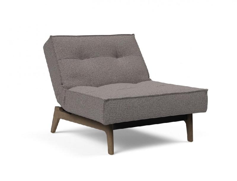 Innovation Living - Fauteuil Splitback Eik Convertible Lit 90x115 cm - Pieds Chêne Noyer - Tissu Mixed Dance Grey_5