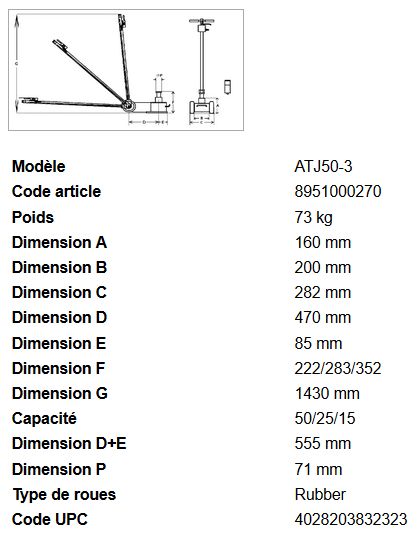 Crics hydro-pneumatiques Rodcraft ATJ50-3 - capacité 50/25/15T - avec profil bas et poignée orientable_5