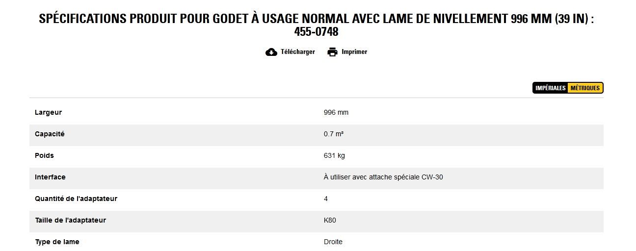 455-0748 godet d'excavation à usage normal avec lame de nivellement - caterpillar finance france - 996 mm (39 in) - poids 631 kg_5