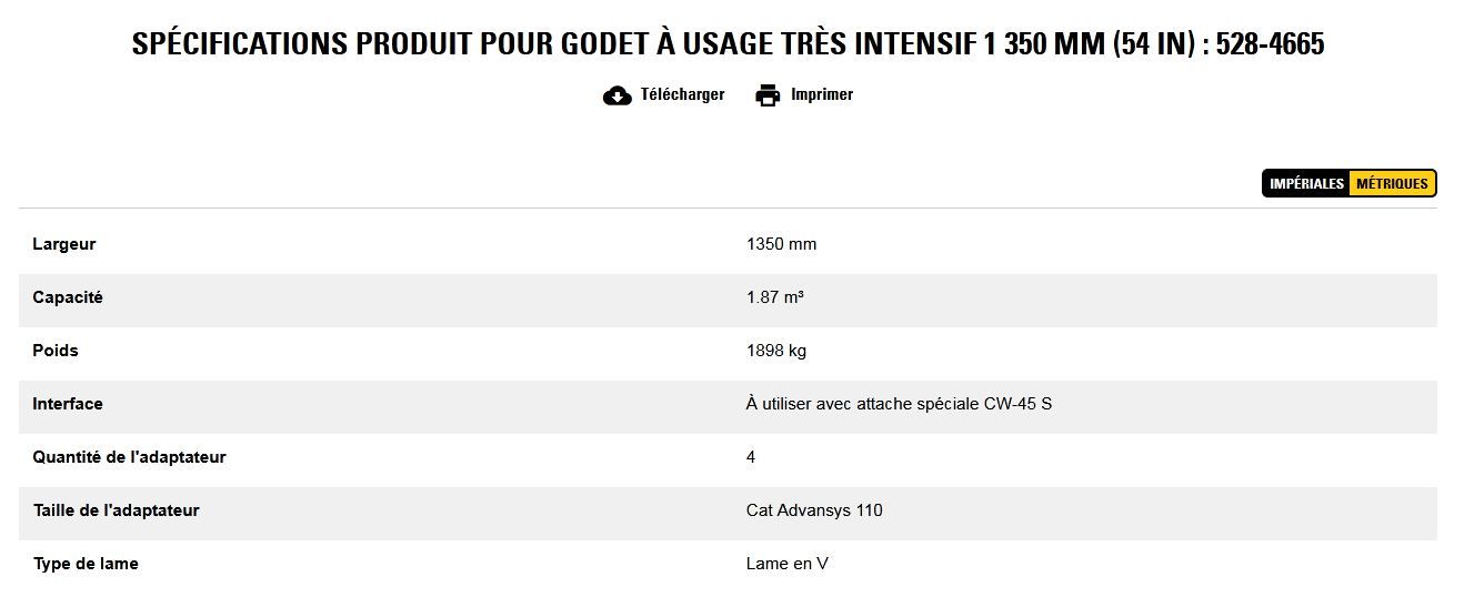 528-4665 godet d'excavation à usage très intensif - caterpillar finance france - 1 350 mm (54 in) - capacité 1.87 m³_5