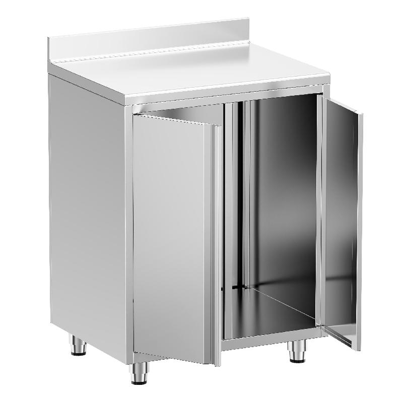 Meuble inox pour machine à café - 800 x 600 mm - Étagère réglable - 2 compartiments_5