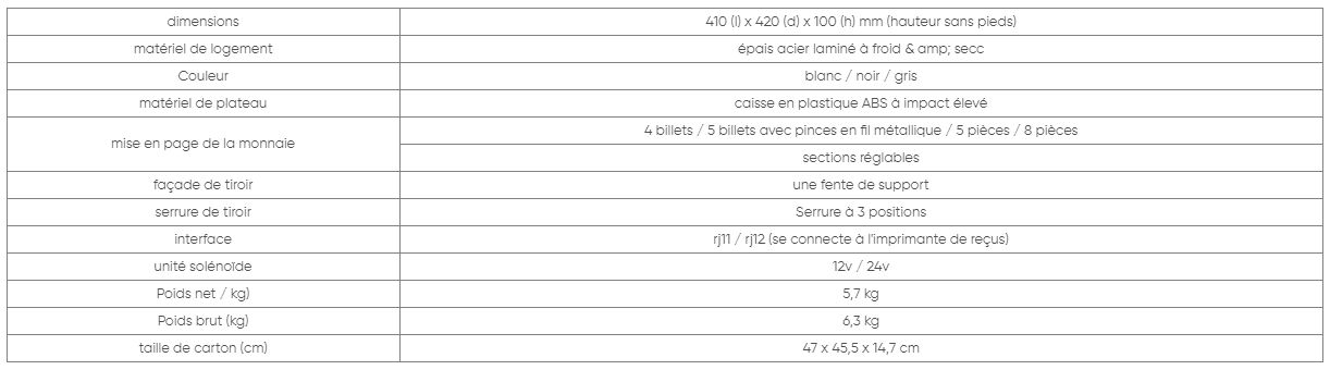 Tiroir caisse Gilong G4142 - pour terminaux POS - dimensions 410x420x100 mm - 3 positions de verrouillage_5