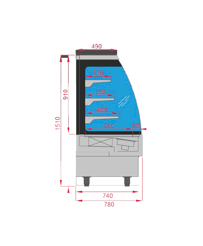 Vitrine réfrigérée semi-verticale LUNA EUROVITRINE - 4 dimensions disponibles, froid positif ventilé, 1m20 à 2m40, inox, italien_5