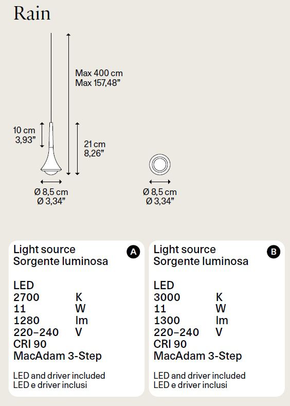 Suspension RAIN - Une goutte de pluie printanière en métal avec LED, design élégant et lumineux_5
