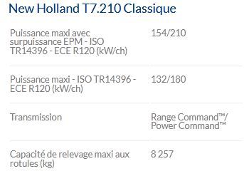 T7.210 Classique Tracteur Agricole - New Holland - Puissance Max 154/210 kW/ch - Technologie SCR ECOBlue™ et Confort Amélioré_5