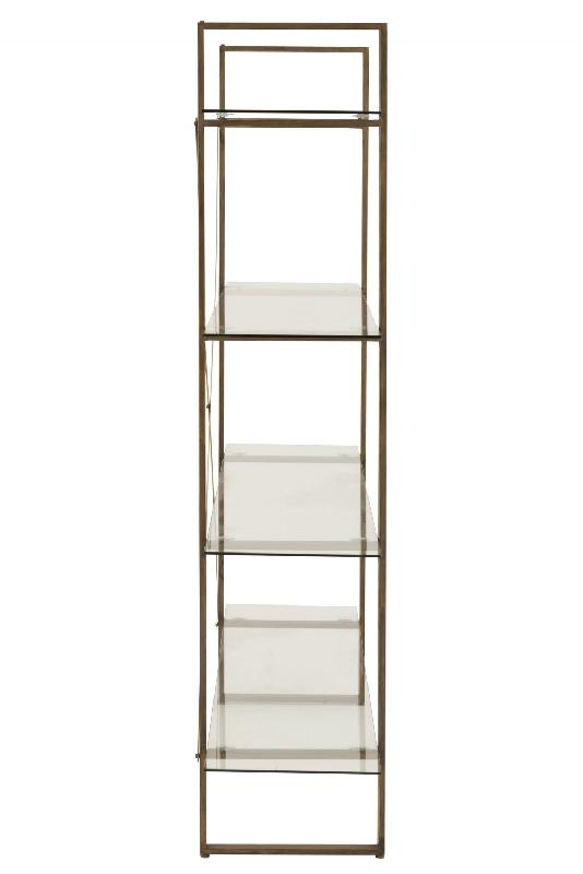Étagère rectangulaire 4 niveaux TOTA - métal doré et planches en verre - L150 x H180 x P40 cm_5
