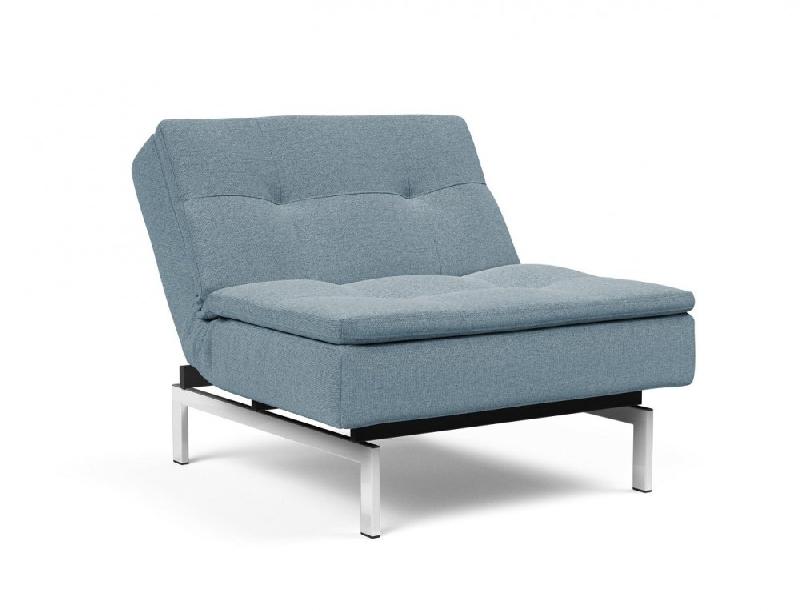 Innovation Living - Fauteuil design Dublexo convertible lit 90x115 cm - Pieds chromés - Tissu Soft Indigo_5