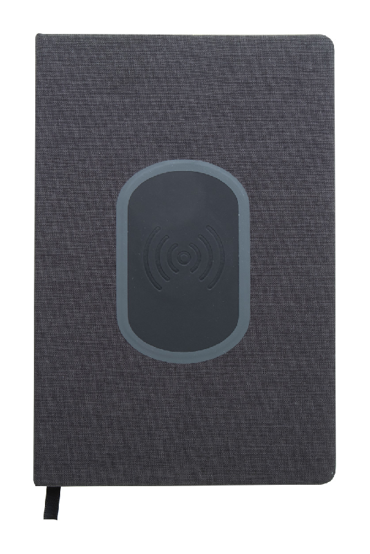 Porte-documents format A5 avec chargeur sans fil intégré 5W - polyester 300D - bloc-notes 80 feuilles inclus_5
