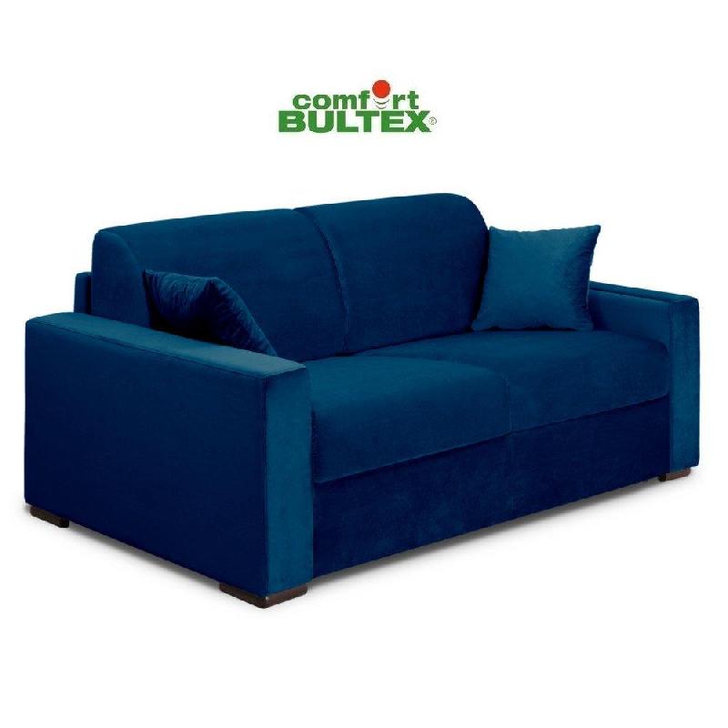 Canapé convertible EXPRESS VOLOUTO - Matelas Comfort Bultex® 16 cm - Sommier lattes RENATONISI - Velours bleu - Couchage 160x195 cm_5