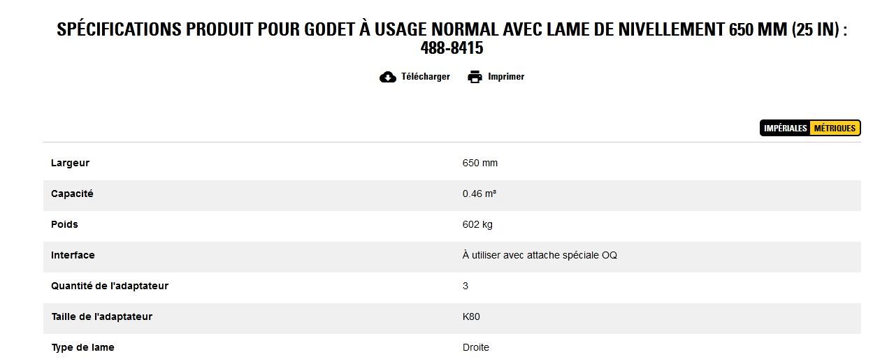 488-8415 godet d'excavation à usage normal avec lame de nivellement - caterpillar finance france - 650 mm (25 in)_5