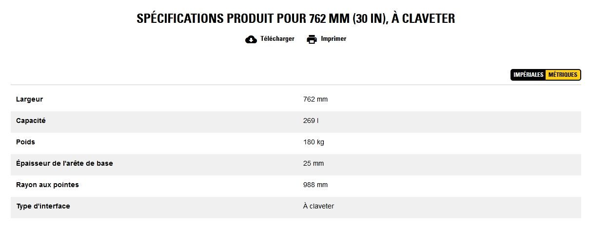 Godet d'excavation extra-robuste - caterpillar finance france - 762 mm (30 in), à claveter - poids 180 kg_5