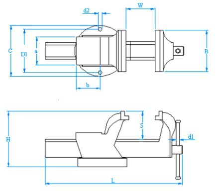 Étau d'établi 150 mm Unicraft - 6350150 - Base tournante 360° et enclumette intégrée_5