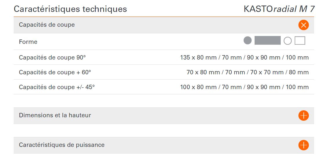 Tronçonneuse manuelle KASTO Radial M 7 avec deux vitesses pour une coupe efficace