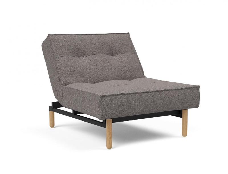 Innovation Living - Fauteuil-lit Splitback Stem convertible 90x115 cm - Pieds obus naturel - Tissu Mixed Dance Grey_5