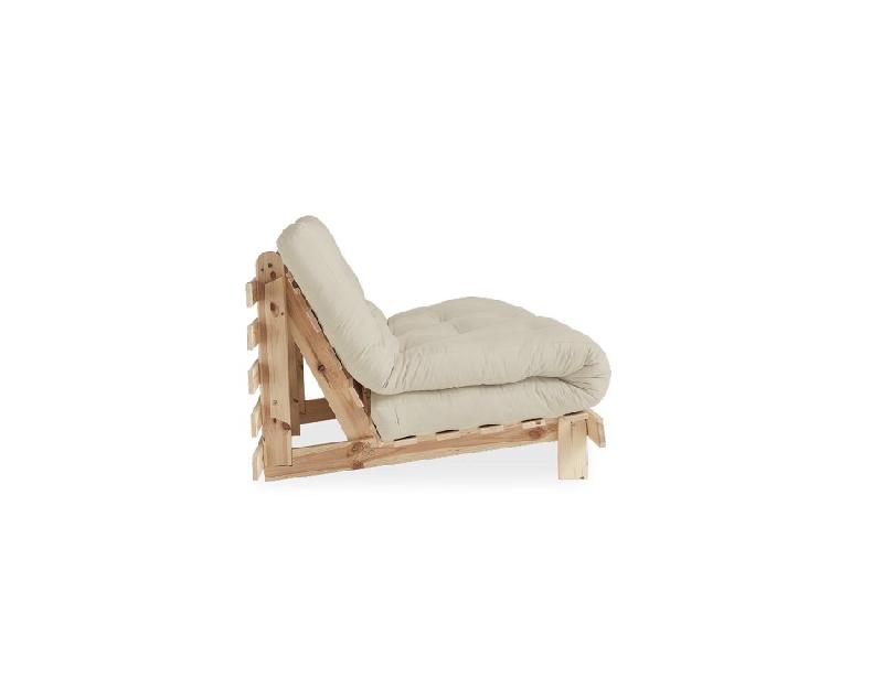 Canapé convertible futon ROOTS - pin naturel - coloris beige - couchage 140 x 200 cm - design scandinave_5