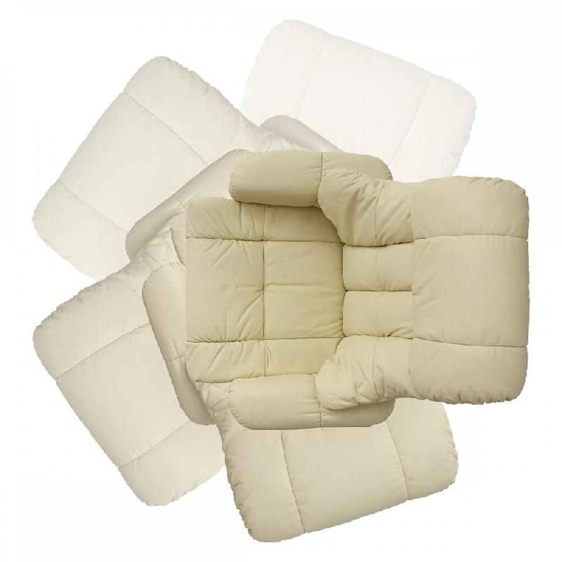 Fauteuil relax CLAIRAC - assise en cuir crème, pied en bois naturel, inclinable à 135° avec repose-pied_5