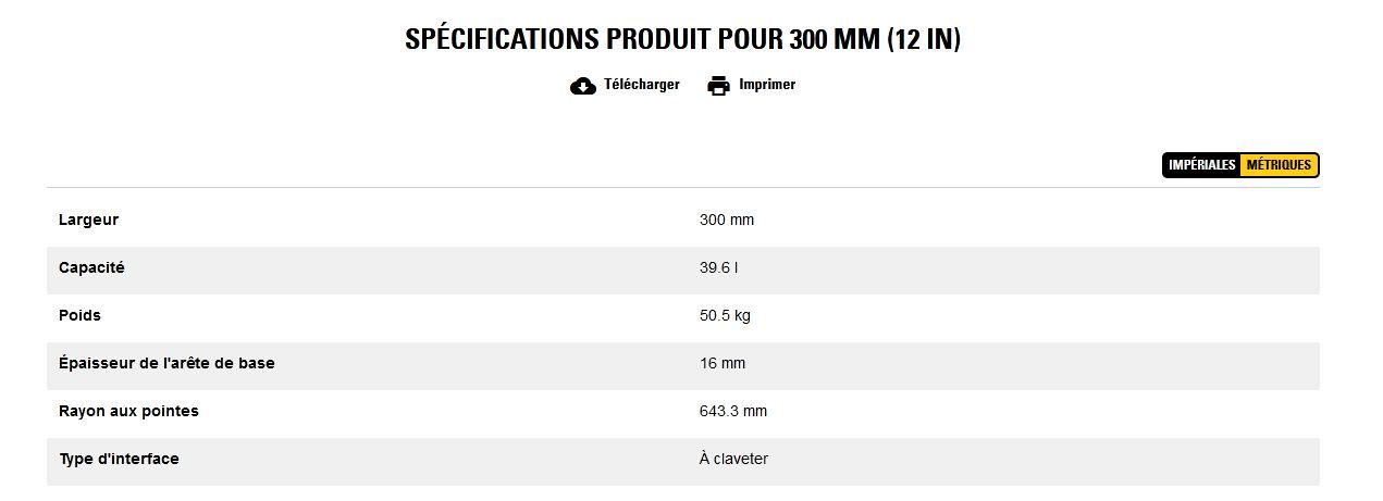 Godet d'excavation-mini-pelle - caterpillar finance france - 300 mm (12 in) - poids 50.5 kg_5