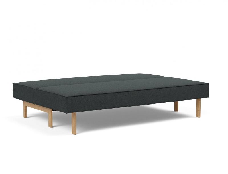 Canapé design convertible Innovation Living SLY - Lit 140x200 cm - Pieds bois chêne - Tissu bouclé Black Raven_5
