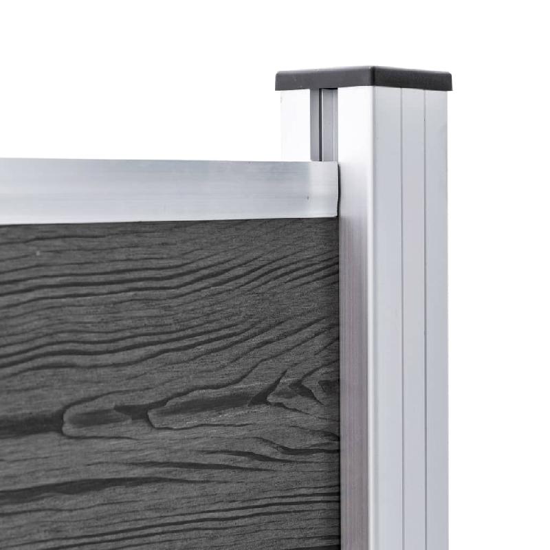 Vidaxl ensemble de panneau de clôture wpc 353x105 cm noir 3070447_5