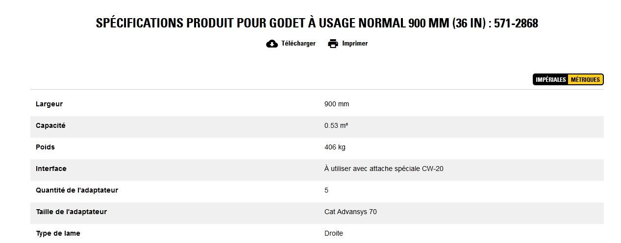 571-2868 godet d'excavation à usage normal - caterpillar finance france - 900 mm (36 in) - poids 406 kg_5