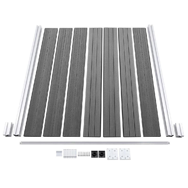 Vidaxl ensemble de clôture wpc 1 carré + 1 incliné 273x186 cm gris 3054431_5