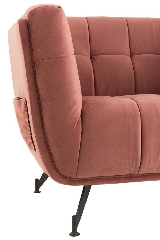 Fauteuil lounge Marianah - rose antique - structure bois et assise capitonnée en velours_5