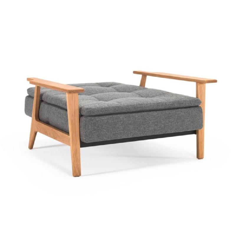 Innovation Living - Fauteuil design Dublexo Frej gris Twist Charcoal convertible lit 90x115 cm - Piétement en chêne clair_5