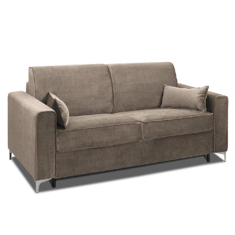 Canapé convertible express Jackson 160cm - Sommier lattes bois - Cuir vachette taupe clair - Matelas 16 cm_5