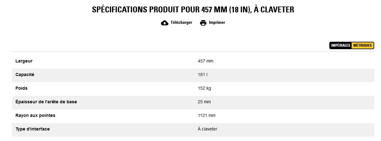 Godet d'excavation de creusement du sol - caterpillar finance france - 457 mm (18 in), à claveter - poids 152 kg_5