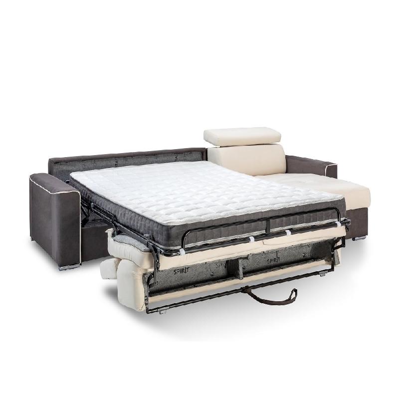Canapé d'angle convertible express Canberra - Matelas 16 cm - Bicolore microfibre ivoire et gris anthracite - Fabrication italienne_5
