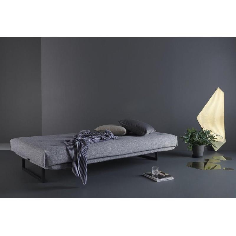 Innovation Living - Canapé clic-clac convertible FRACTION capitonné, lit 140x200, tissu Twist Granite_5