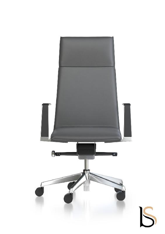 Fauteuil de direction Atos - Mobel Linea - cuir gris_5