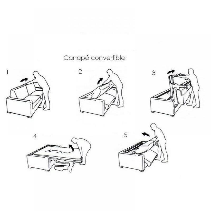 Canapé convertible Suède 140 cm - Ouverture Express - Sommier lattes Renatonisi - Matelas 16 cm - Tissu tweed vert_5