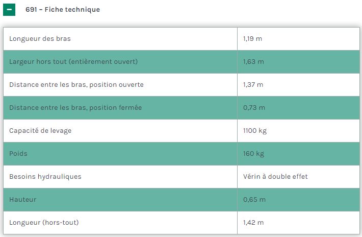691bh - pince pic-balles rondes - mc hale - longueur des bras : 1,19 m - capacité de levage : 1100 kg_5