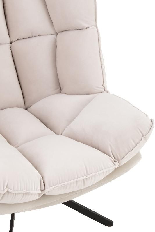Fauteuil relax pivotant Pietra - tissu écru - design contemporain avec piètement étoile en métal noir_5
