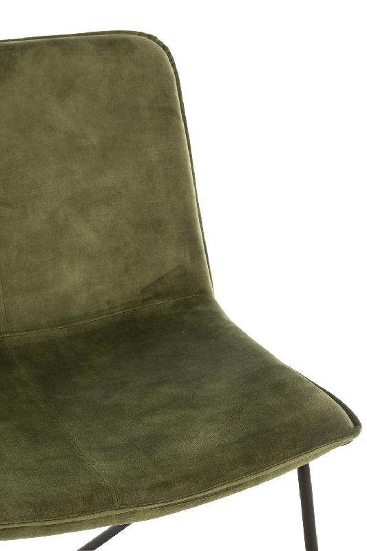 Chaise lounge RATRI - velours vert olive, pieds métal noir - style industriel_5