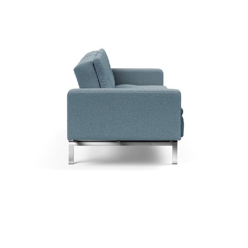 Canapé convertible design Dublexo Chrome avec accoudoirs - Lit 115x210 cm - Pieds chromés - Tissu Soft Indigo_5