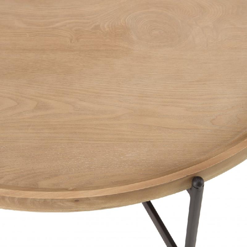 CORVIE - Table basse ronde 100x100 avec plateau naturel en MDF plaqué sapin et piètement en métal noir_5