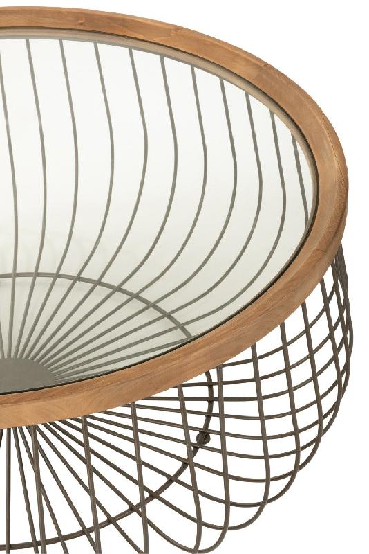 Set de 2 tables basses rondes Tazzy - Bois massif, verre trempé et métal - Dimensions L100xH43xP100 & L80xH35xP80_5