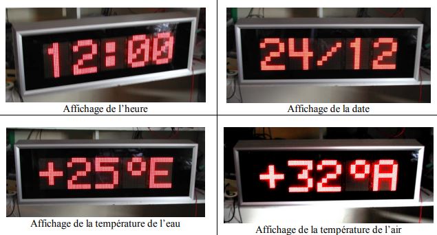 Afficheur lumineux LED pour afficher heure, date, température(s), chronomètre - MHD - MHDC - MHDT et MHD2T_5
