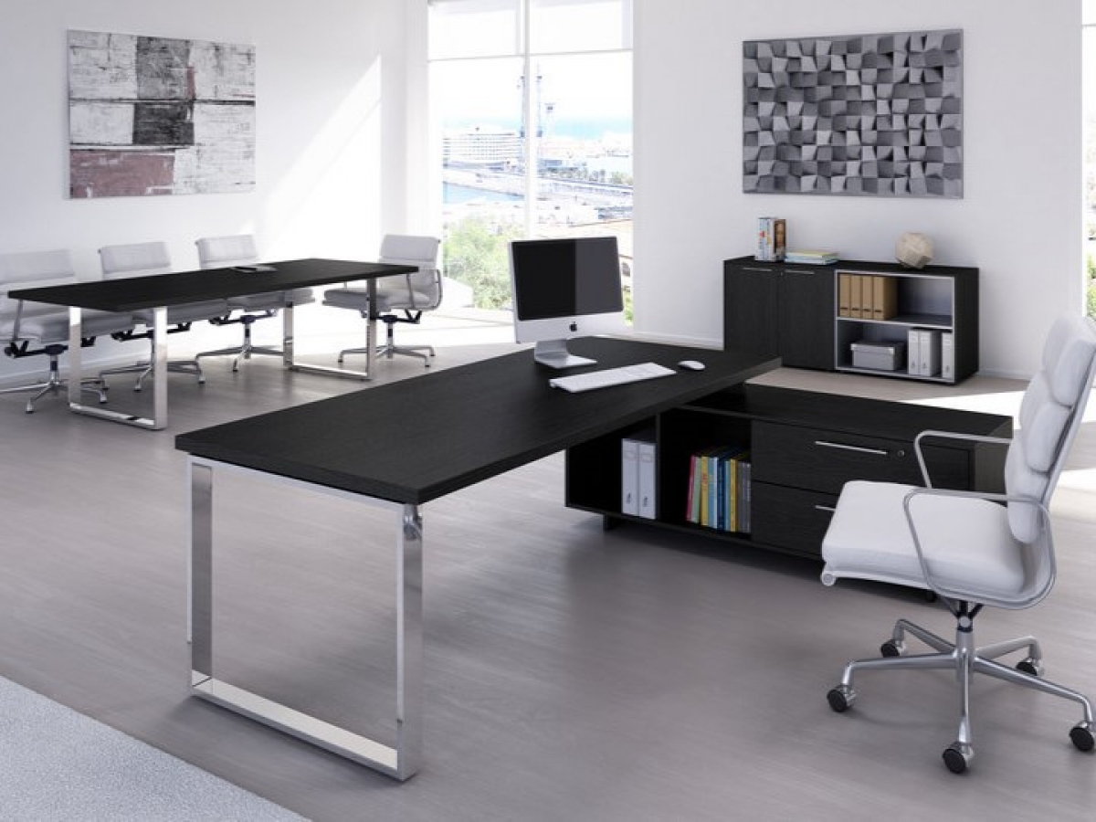 Bureau de direction moderne et élégant DECIDE - 3 versions de piètement en livraison rapide_5