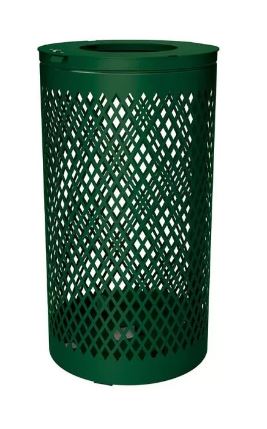 Corbeille publique Losange 120 litres - acier et tôle découpé - serrure à clé triangle_5