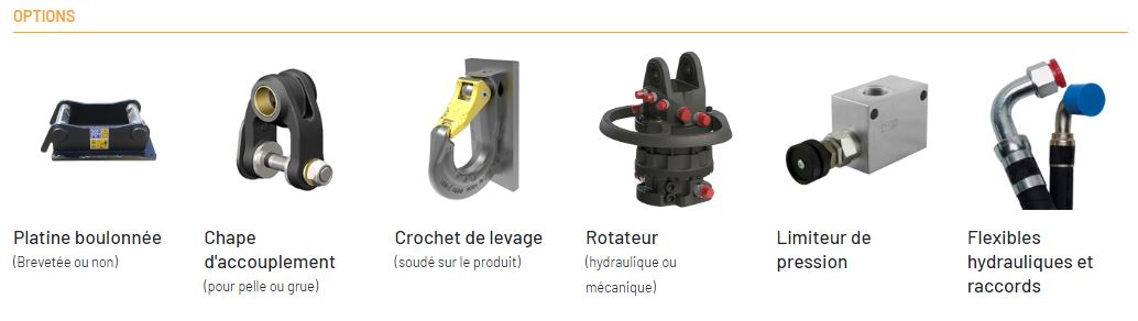 Équipement de chantier pour pelle hydraulique