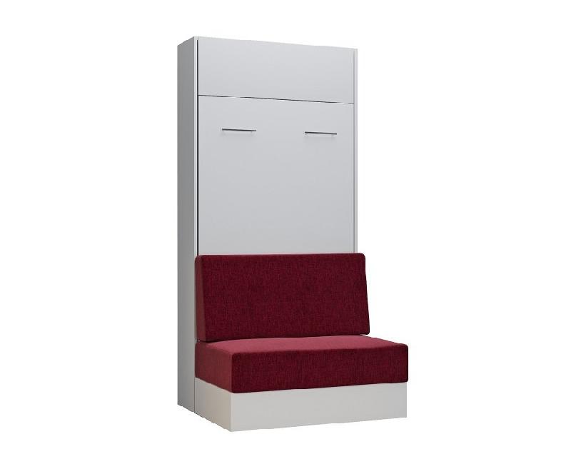 Composition lit escamotable blanc Dynamo Sofa - canapé intégré rouge - couchage 90x200 cm - L : 201 cm_5