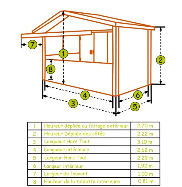 Chalet pliable 3 m - Bois ÉPICÉA sapin du Nord 21 mm - Modulable, mobile et empilable_5