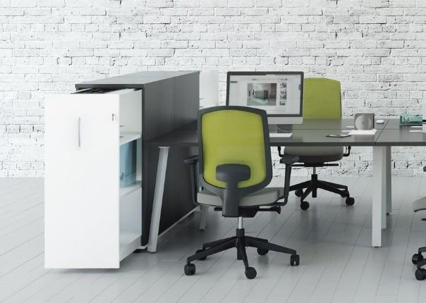 Ensemble de 4 postes Ogi A avec maxi caissons - MDD - Blanc, Wenge_5