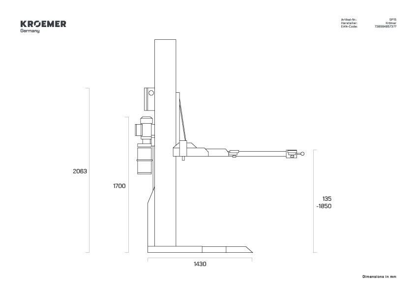 Pont élévateur 1 colonne fixe semi-automatique 