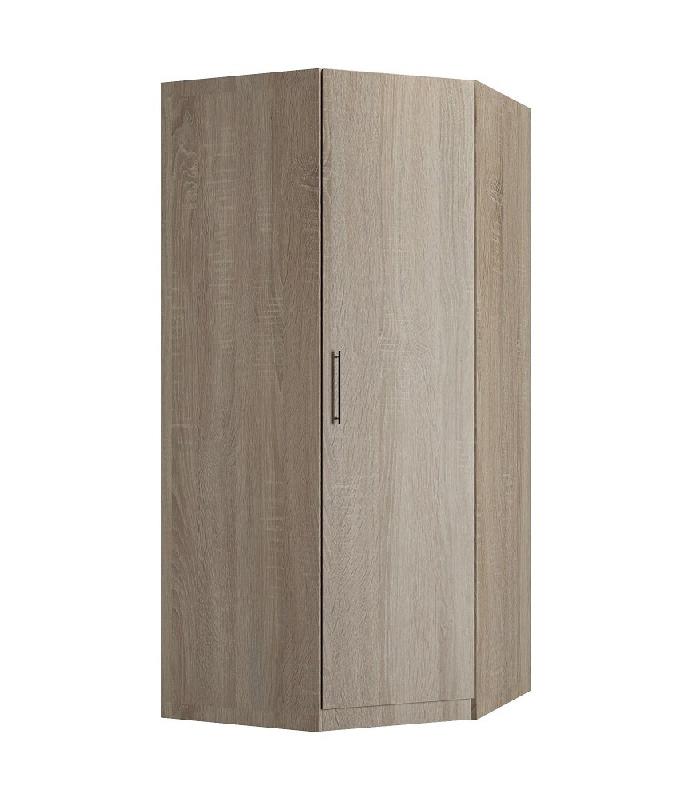 Composition armoire lit escamotable d'angle Lutecia - Chêne naturel - 350x100 cm - Couchage 140x190 cm - Rangements intégrés_5