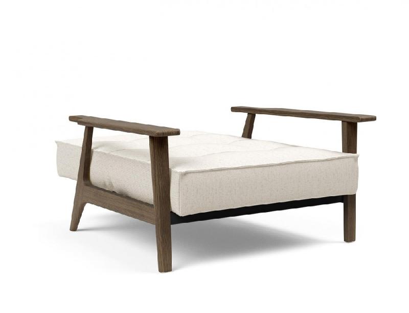 Fauteuil design convertible lit SPLITBACK FREJ 531 - Bouclé Off White - Accoudoirs chêne fumé - 90x115 cm_5